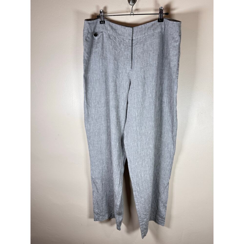 Eileen Fisher 100% Irish Linen Pants Wide Leg XL Lagenlook Coastal Gray